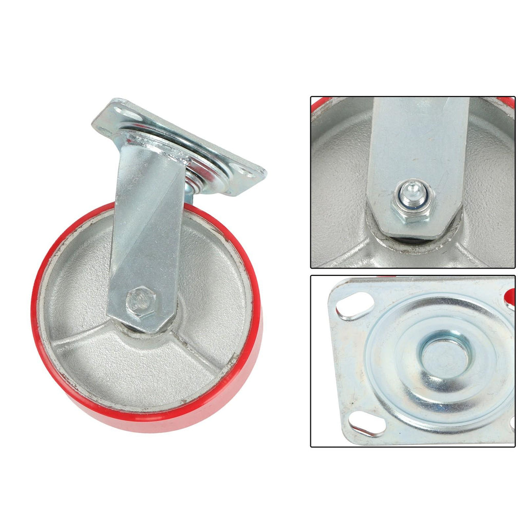 4 Pack 6" × 2" Swivel Caster Wheels 4800Lbs Polyurethane (2 Swivel & 2 Rigid)