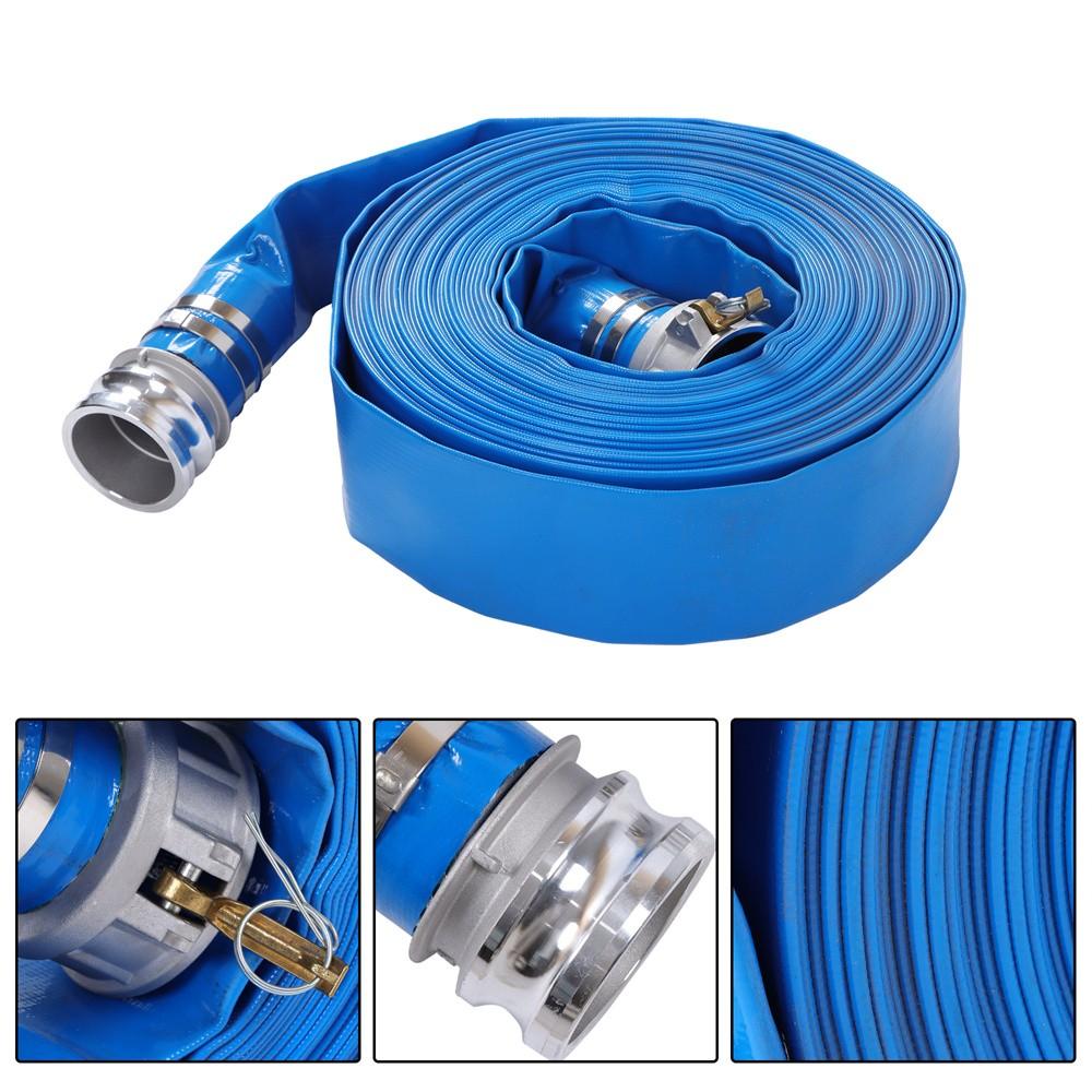 3" x 100 Foot Heavy Duty Layflat Discharge Hose Assembly with Cam and Groove