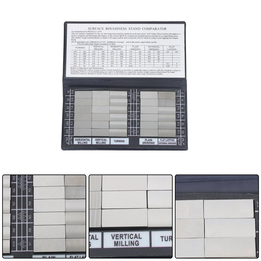 Surface Roughness Comparator Set Ra0.05-12.5mm, 30 Specimen Blocks for Machining
