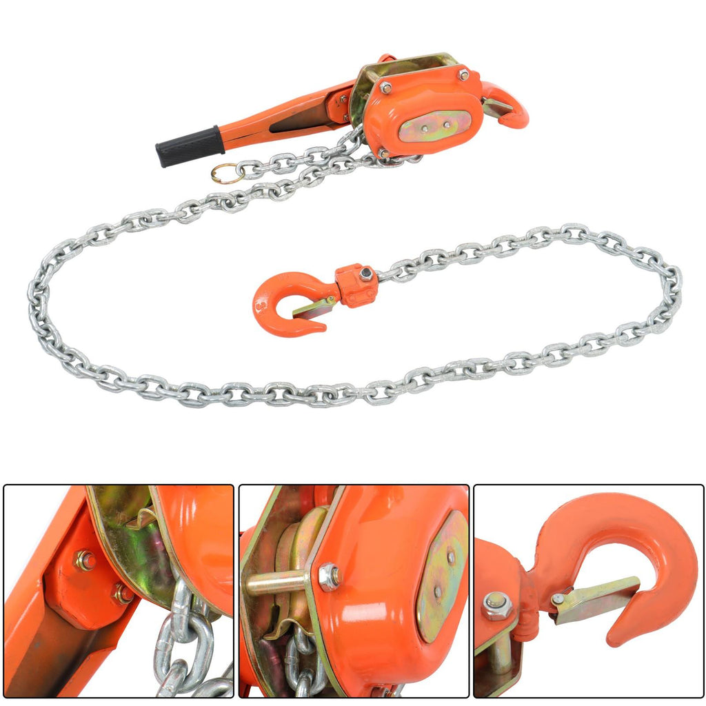 10ft 6600lb Capacity G80 Chain Manual Lever Steel Chain Hoist Wrench Block Hoist
