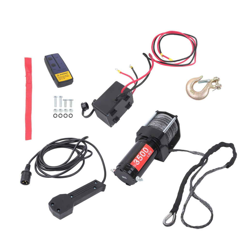 3500lbs 12V Synthetic Rope Electric Winch w/ Wireless and Wired Remote Control