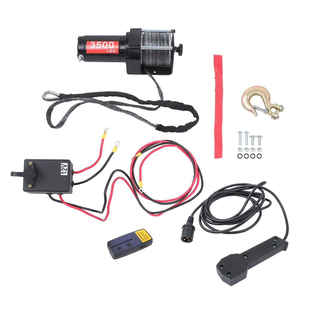 3500lbs 12V Synthetic Rope Electric Winch w/ Wireless and Wired Remote Control