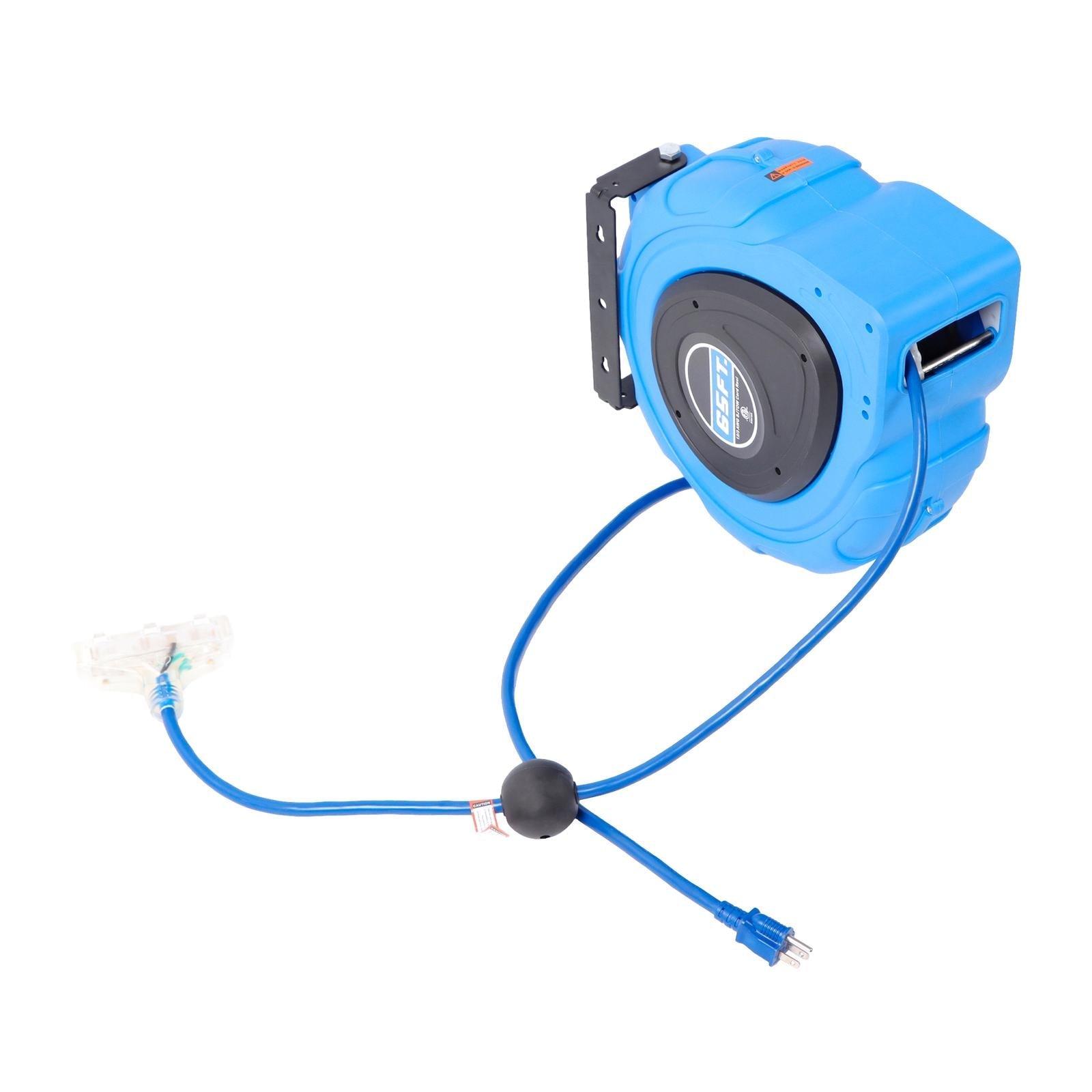12-AWG/3C 65FT SJTOW Retractable Extension Cord Reel Power Cord Reel