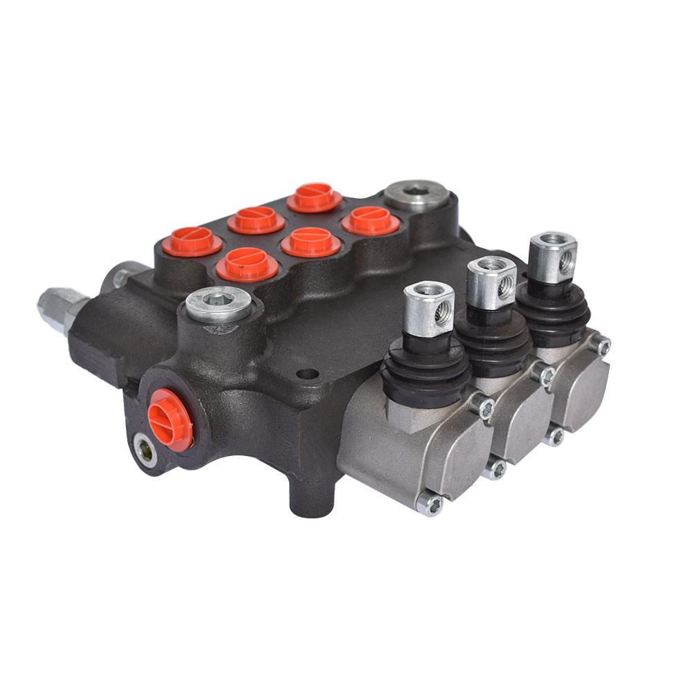 Hydraulic Monoblock 3 Spool 21 GPM Double Acting Control Valve SAE Ports