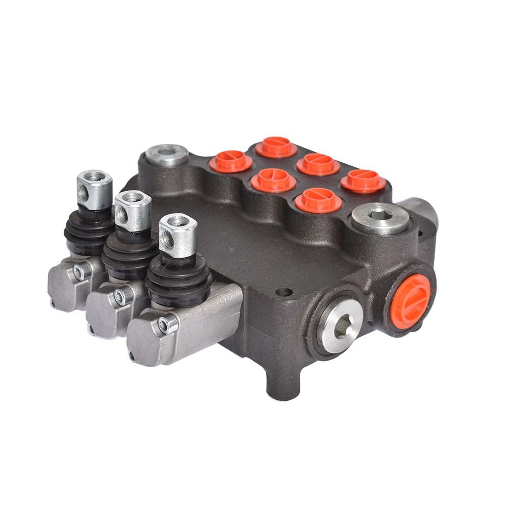 Hydraulic Monoblock 3 Spool 21 GPM Double Acting Control Valve SAE Ports