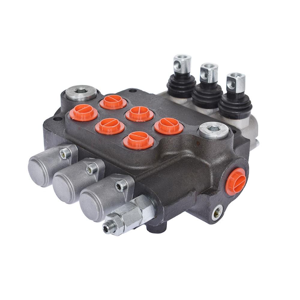 Hydraulic Monoblock 3 Spool 21 GPM Double Acting Control Valve SAE Ports