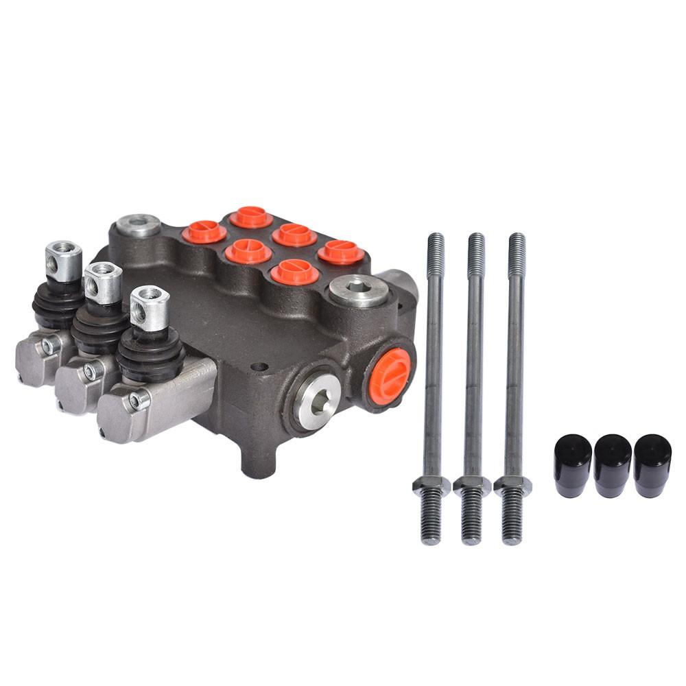 Hydraulic Monoblock 3 Spool 21 GPM Double Acting Control Valve SAE Ports