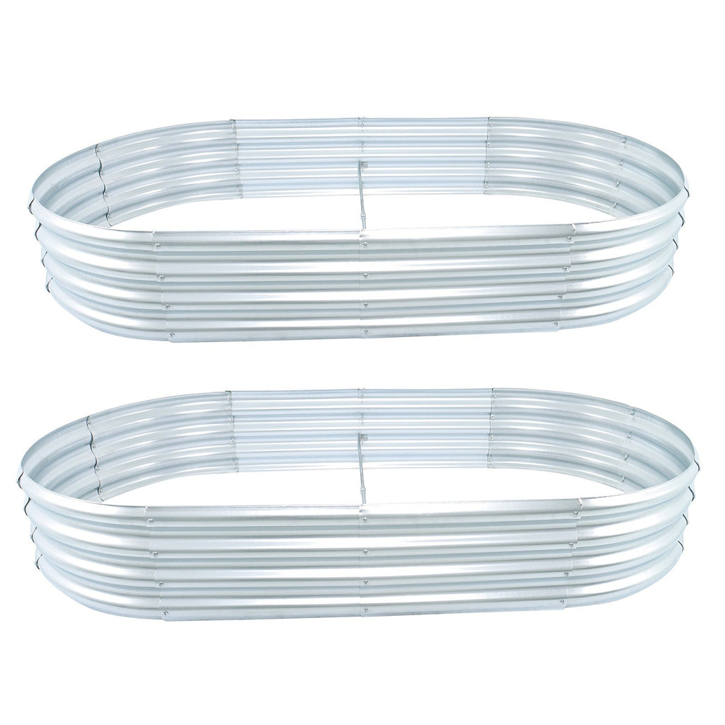 2 Pack 6×3×1 ft Galvanized Raised Garden Beds Outdoor Planter Boxes Metal Oval