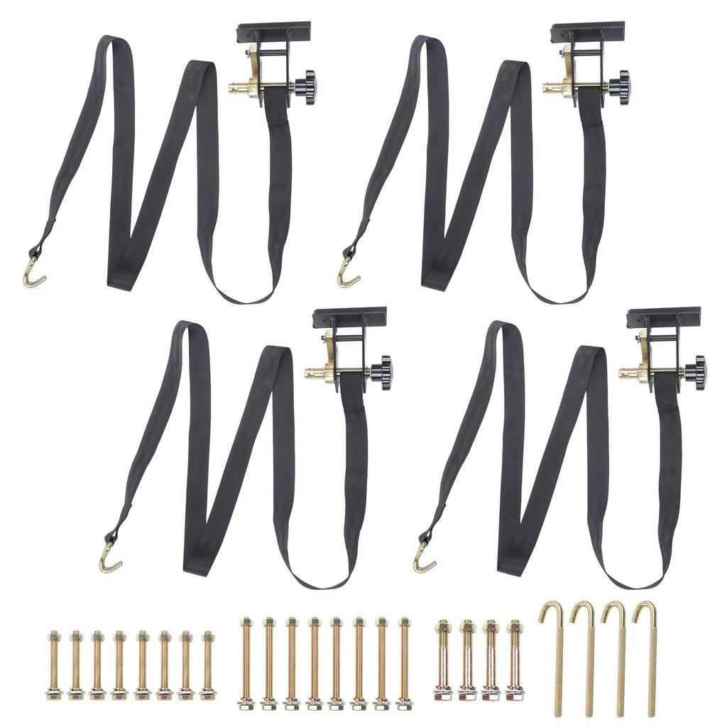 4 PCS 1.5 Inch x 7.5 FT 500LBS Load Retractable Ratchet Straps with J-Hooks