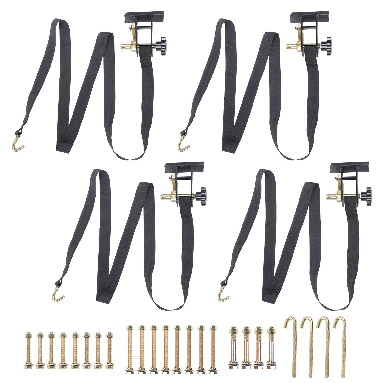 4 PCS 1.5 Inch x 7.5 FT 500LBS Load Retractable Ratchet Straps with J-Hooks