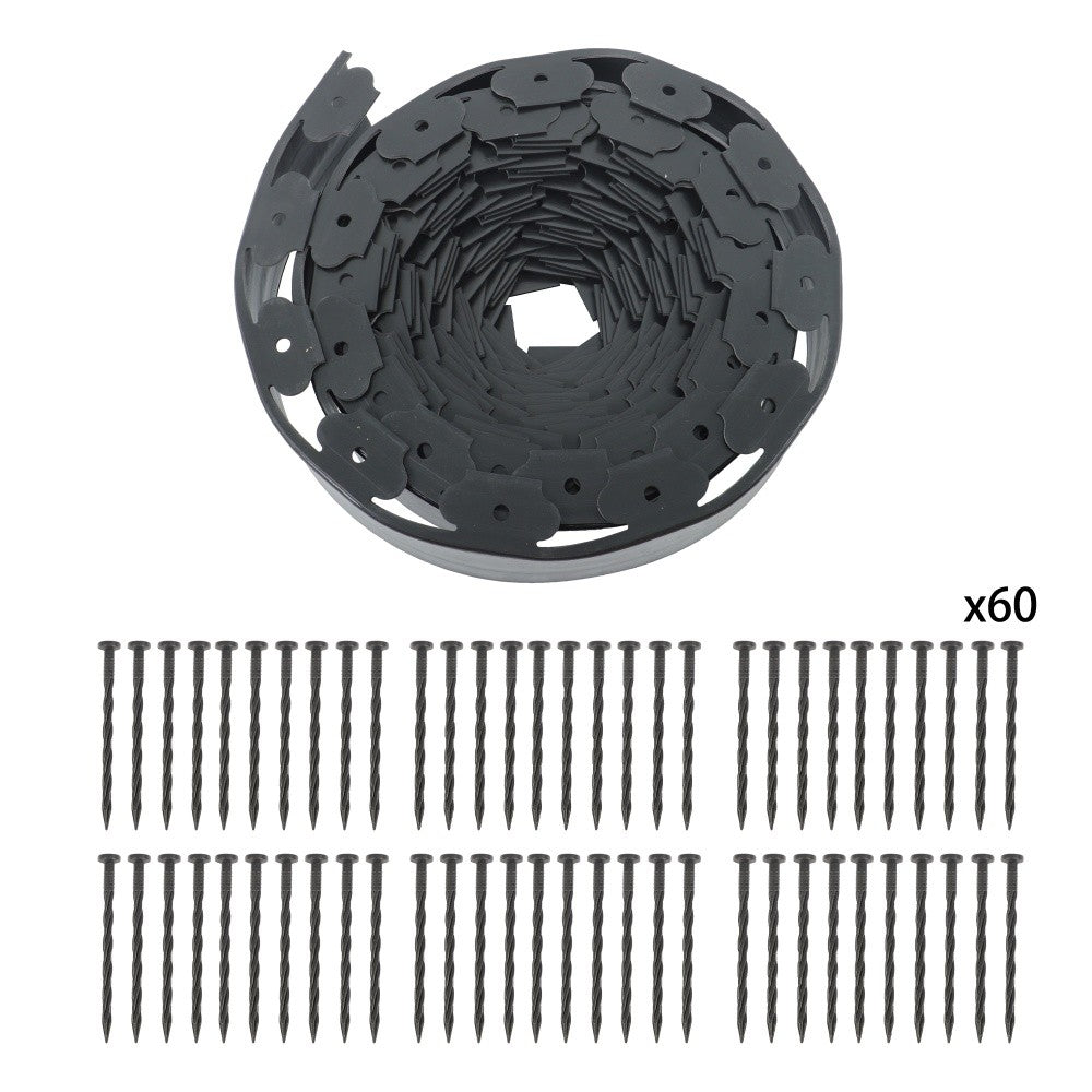 66FT 4" Garden Landscape Edging No Dig Lawn Edging Border With 60 6-In Spikes