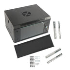 6U Wall Cabinet for Data Center, Office - 15.5" Deep, Secure Locking Glass Door