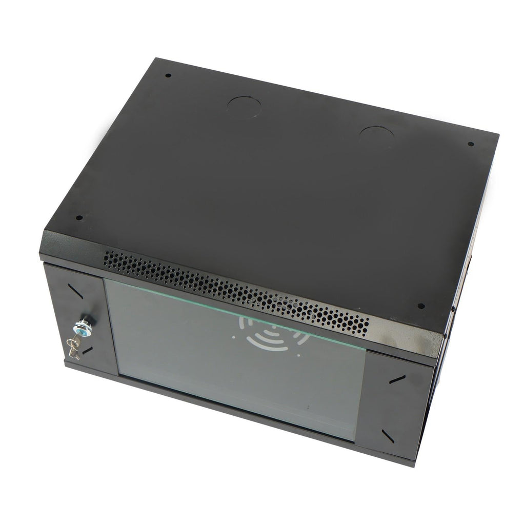 6U Wall Cabinet for Data Center, Office - 15.5" Deep, Secure Locking Glass Door