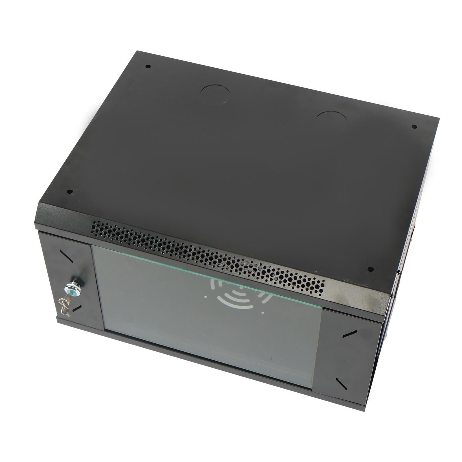 6U Wall Cabinet for Data Center, Office - 15.5" Deep, Secure Locking Glass Door