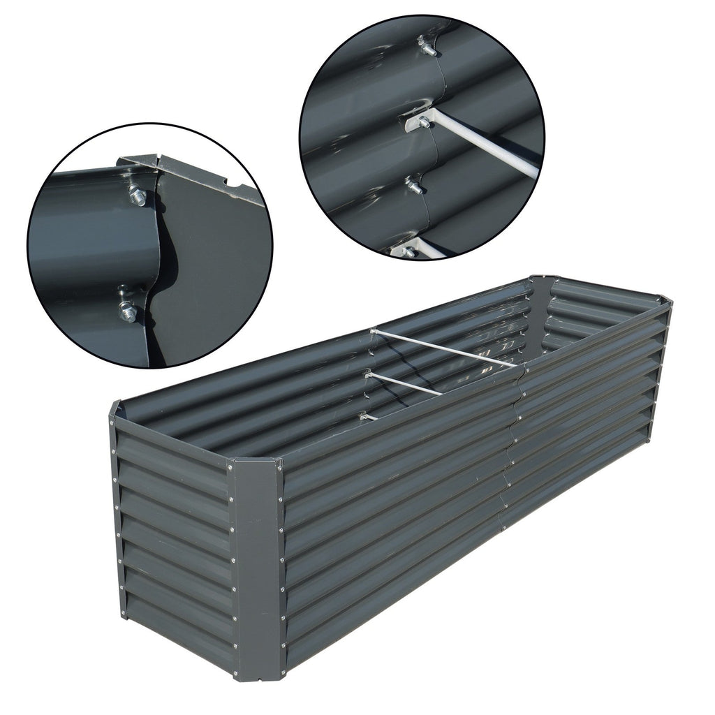 8x2x2 Ft Outdoor Metal Raised Garden Bed Deep Root Box Planter For Vegetables