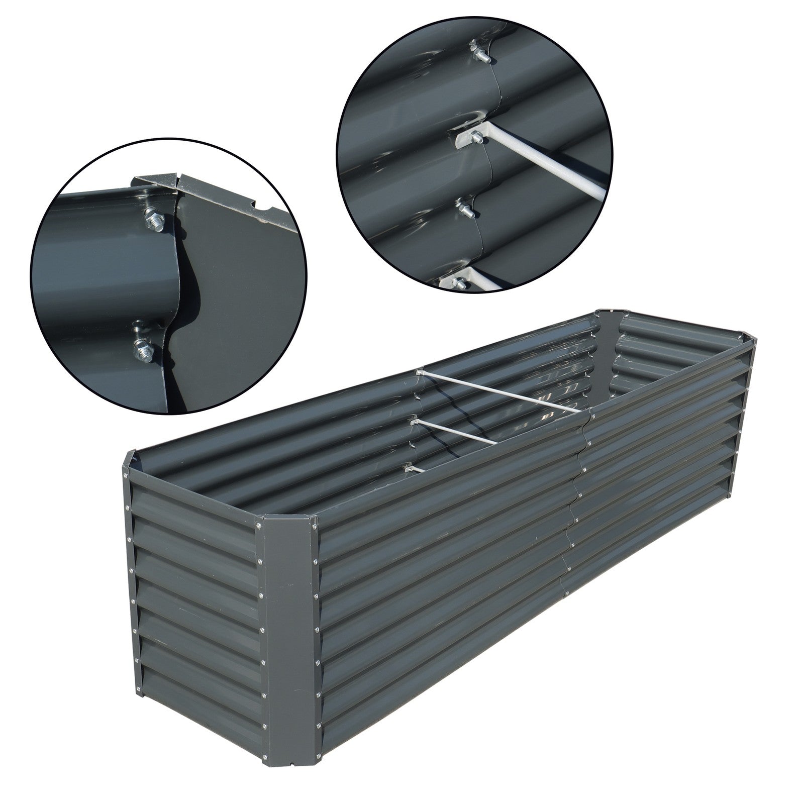 8x2x2 Ft Outdoor Metal Raised Garden Bed Deep Root Box Planter For Vegetables