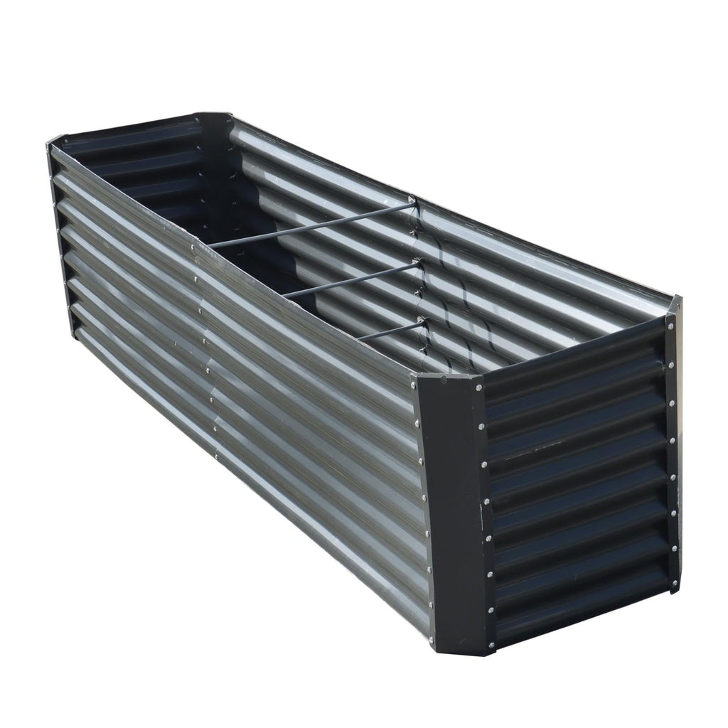 8x2x2 Ft Outdoor Metal Raised Garden Bed Deep Root Box Planter For Vegetables