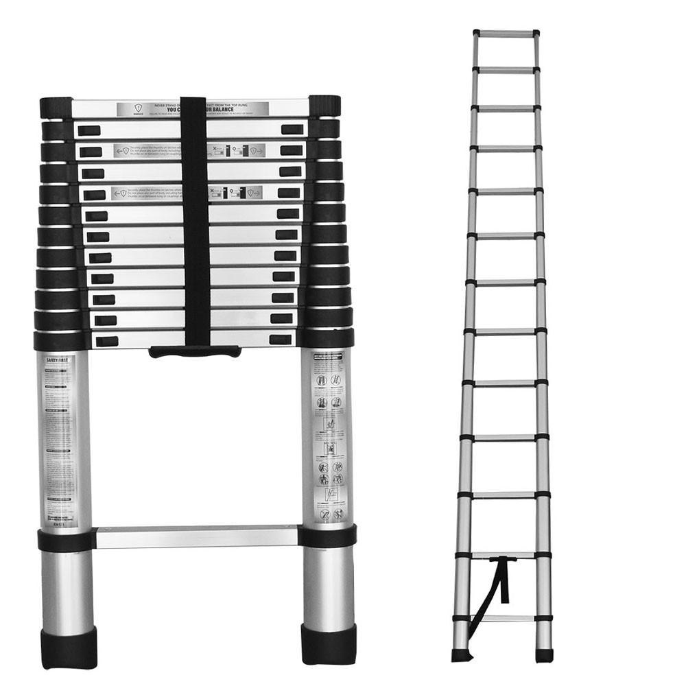 12.5FT Aluminum Extension Telescoping Heavy Duty Lightweight Step Ladder 330lbs