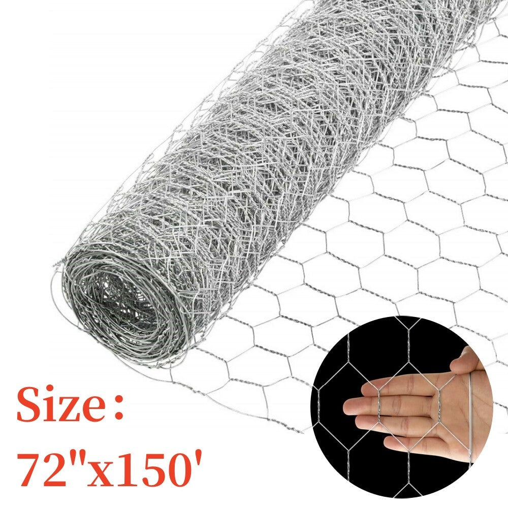 72" × 150' 2" Holes Galvanized Poultry Net - Metal Fencing / Chicken Wire
