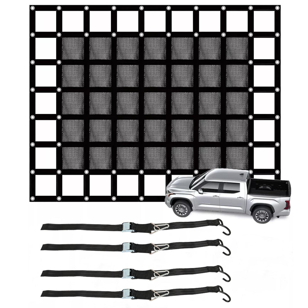 Heavy Duty Cargo Net 6.75' x 8' FT For Pickup Trucks W/Cam Buckles & S-Hooks