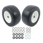 2PCS 13x6.50-6 Lawn Mower Tires Flat Free Tire & Wheel Solid Smooth PU White Rim
