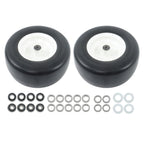 2PCS 13x6.50-6 Lawn Mower Tires Flat Free Tire & Wheel Solid Smooth PU White Rim
