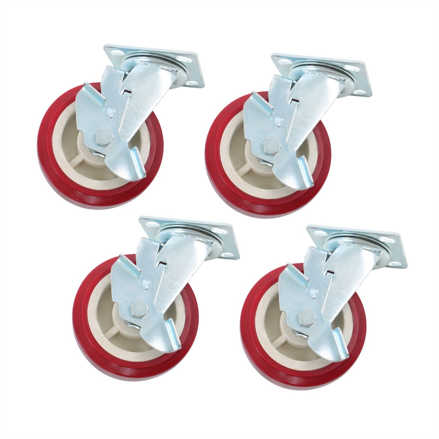 4 Pcs Heavy Duty Icon Caster Wheels 6" × 2" Swivel Caster Wheels W/ Side Brakes