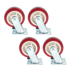 4 Pcs Heavy Duty Icon Caster Wheels 6" × 2" Swivel Caster Wheels W/ Side Brakes