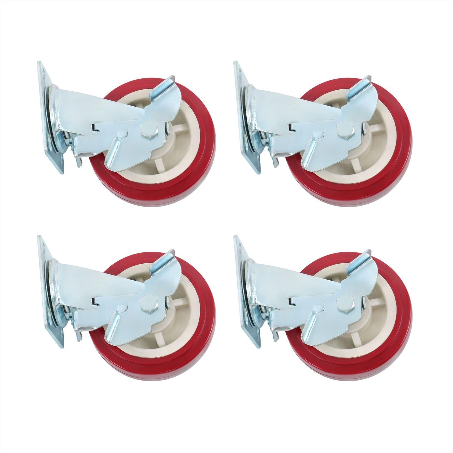 4 Pcs Heavy Duty Icon Caster Wheels 6" × 2" Swivel Caster Wheels W/ Side Brakes