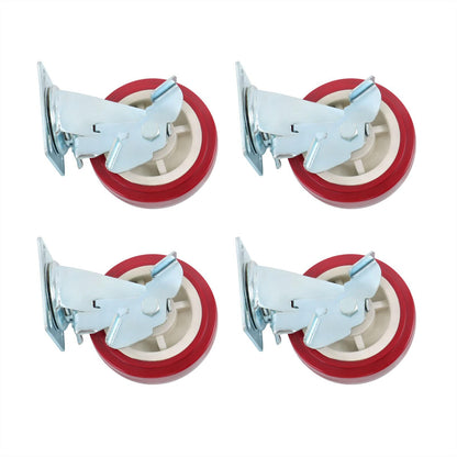 4 Pcs Heavy Duty Icon Caster Wheels 6" × 2" Swivel Caster Wheels W/ Side Brakes