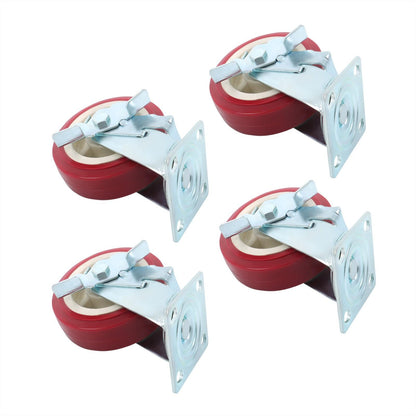 4 Pcs Heavy Duty Icon Caster Wheels 6" × 2" Swivel Caster Wheels W/ Side Brakes