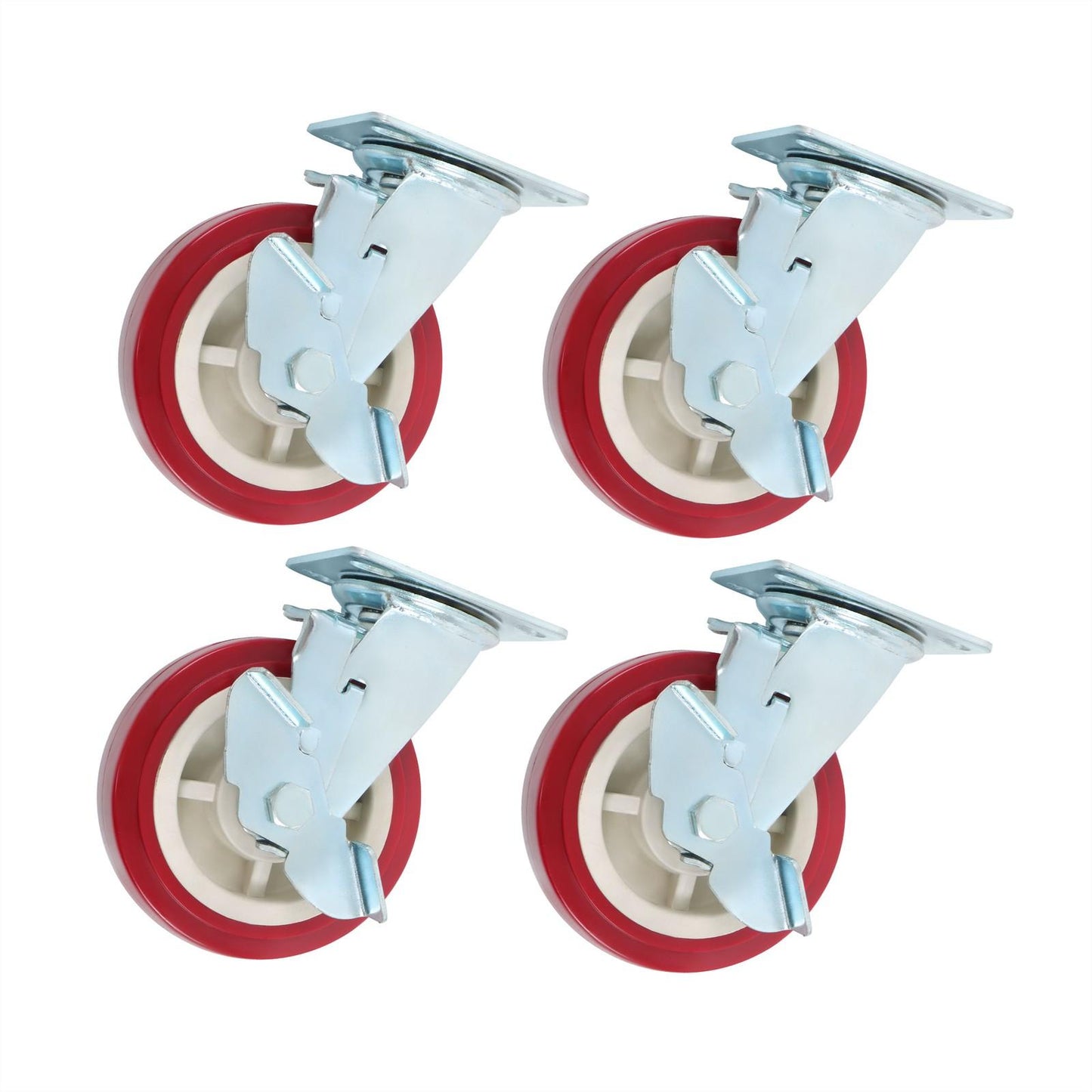 4 Pcs Heavy Duty Icon Caster Wheels 6" × 2" Swivel Caster Wheels W/ Side Brakes