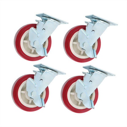 4 Pcs Heavy Duty Icon Caster Wheels 6" × 2" Swivel Caster Wheels W/ Side Brakes