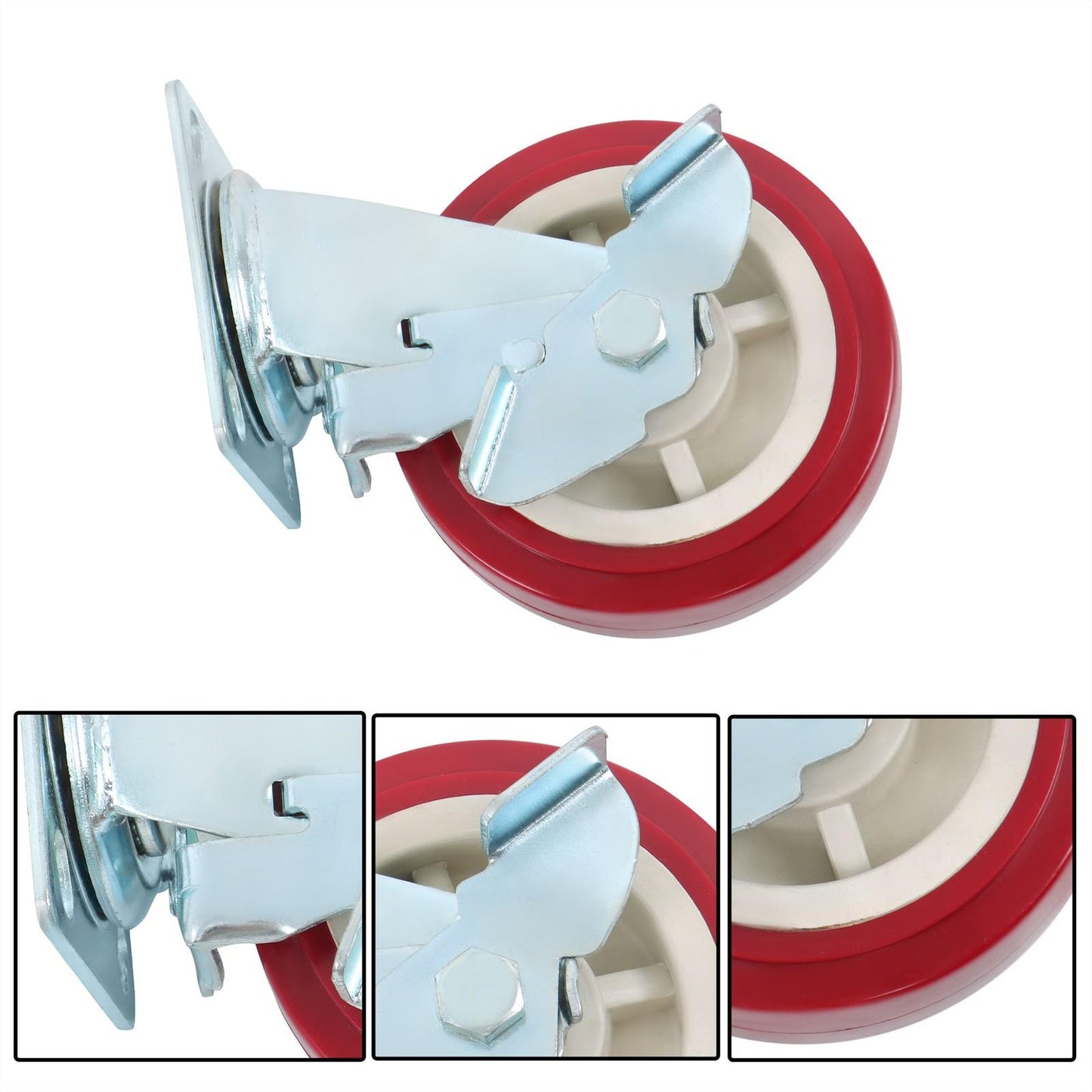 4 Pcs Heavy Duty Icon Caster Wheels 6" × 2" Swivel Caster Wheels W/ Side Brakes