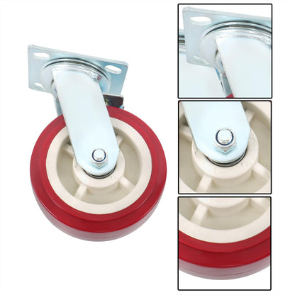 4 Pcs Heavy Duty Icon Caster Wheels 6" × 2" Swivel Caster Wheels W/ Side Brakes