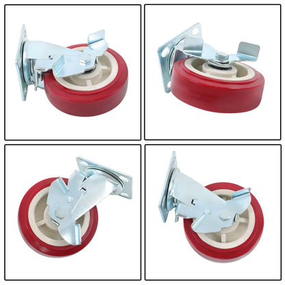 4 Pcs Heavy Duty Icon Caster Wheels 6" × 2" Swivel Caster Wheels W/ Side Brakes