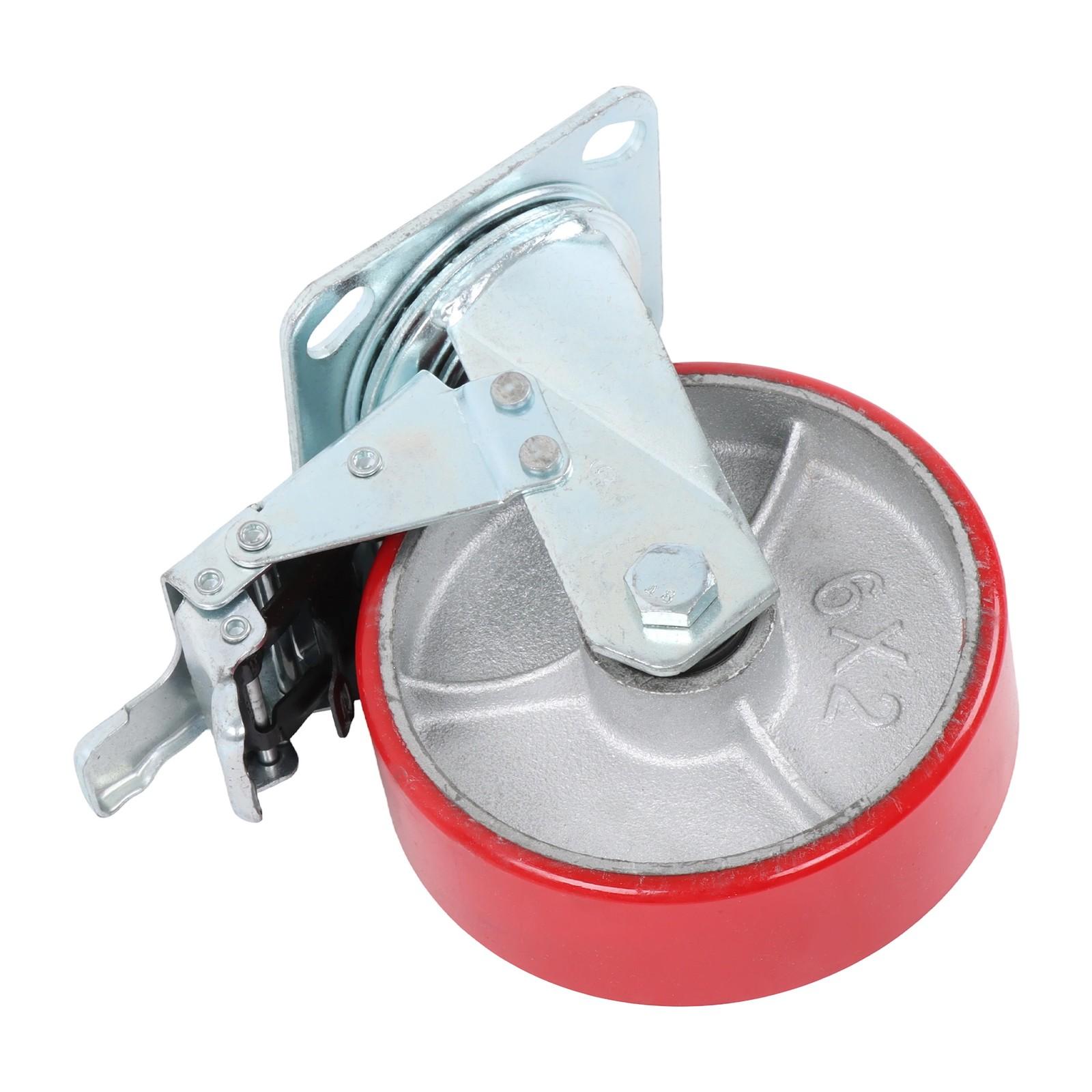 4 Pcs 6" × 2" Swivel Caster Wheels Industrial Casters (2 With Brakes, 2 Without)