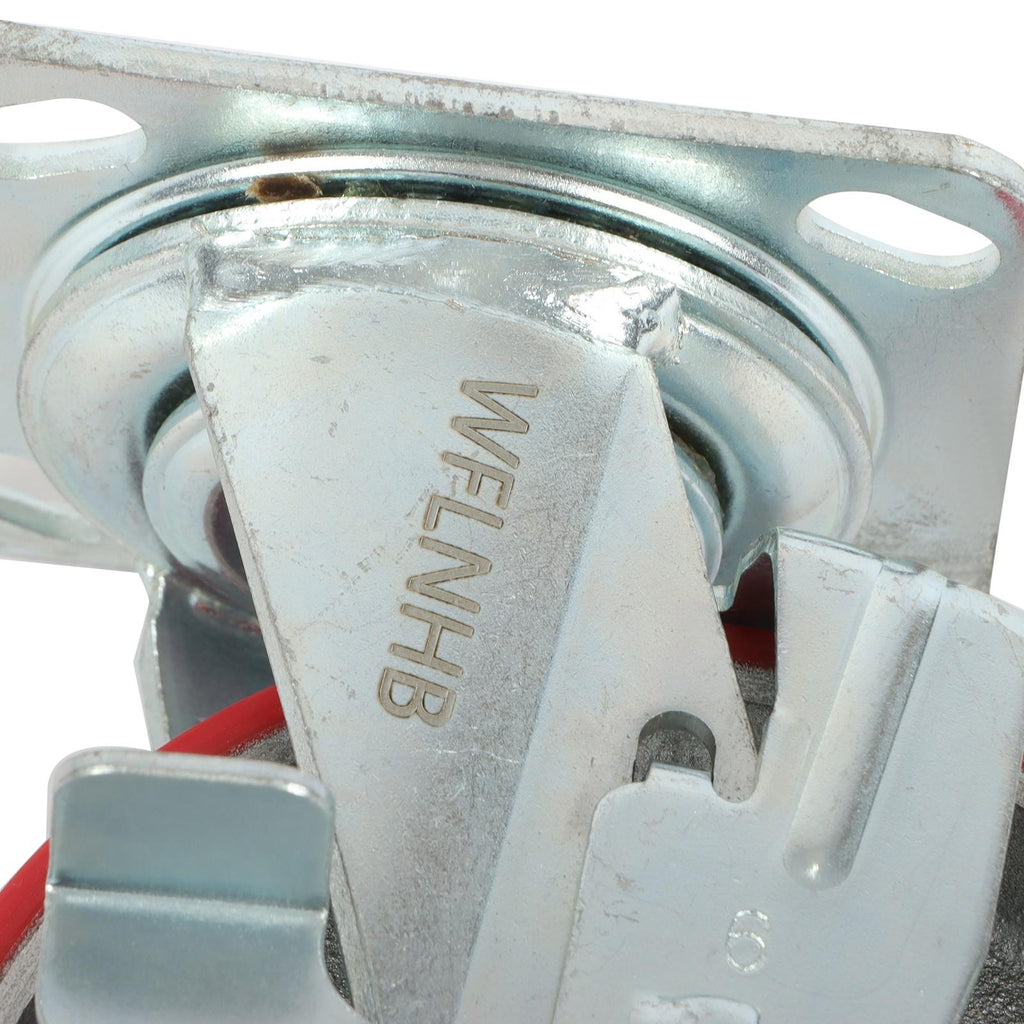 4 Pack 6" × 2" Heavy Duty Polyurethane Swivel Caster Wheels With Side Brakes