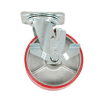 4 Pack 6" × 2" Heavy Duty Polyurethane Swivel Caster Wheels With Side Brakes