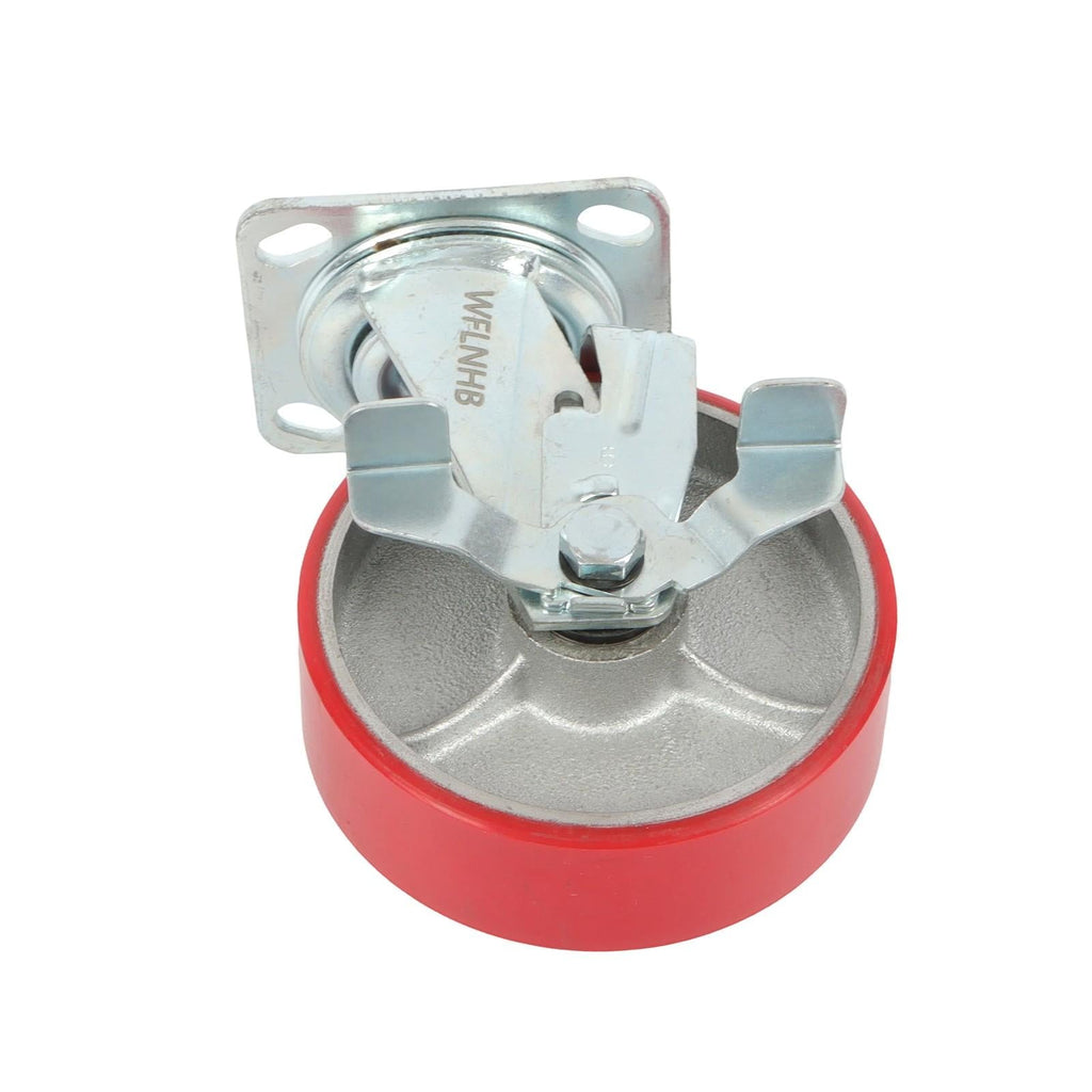 4 Pack 6" × 2" Heavy Duty Polyurethane Swivel Caster Wheels With Side Brakes