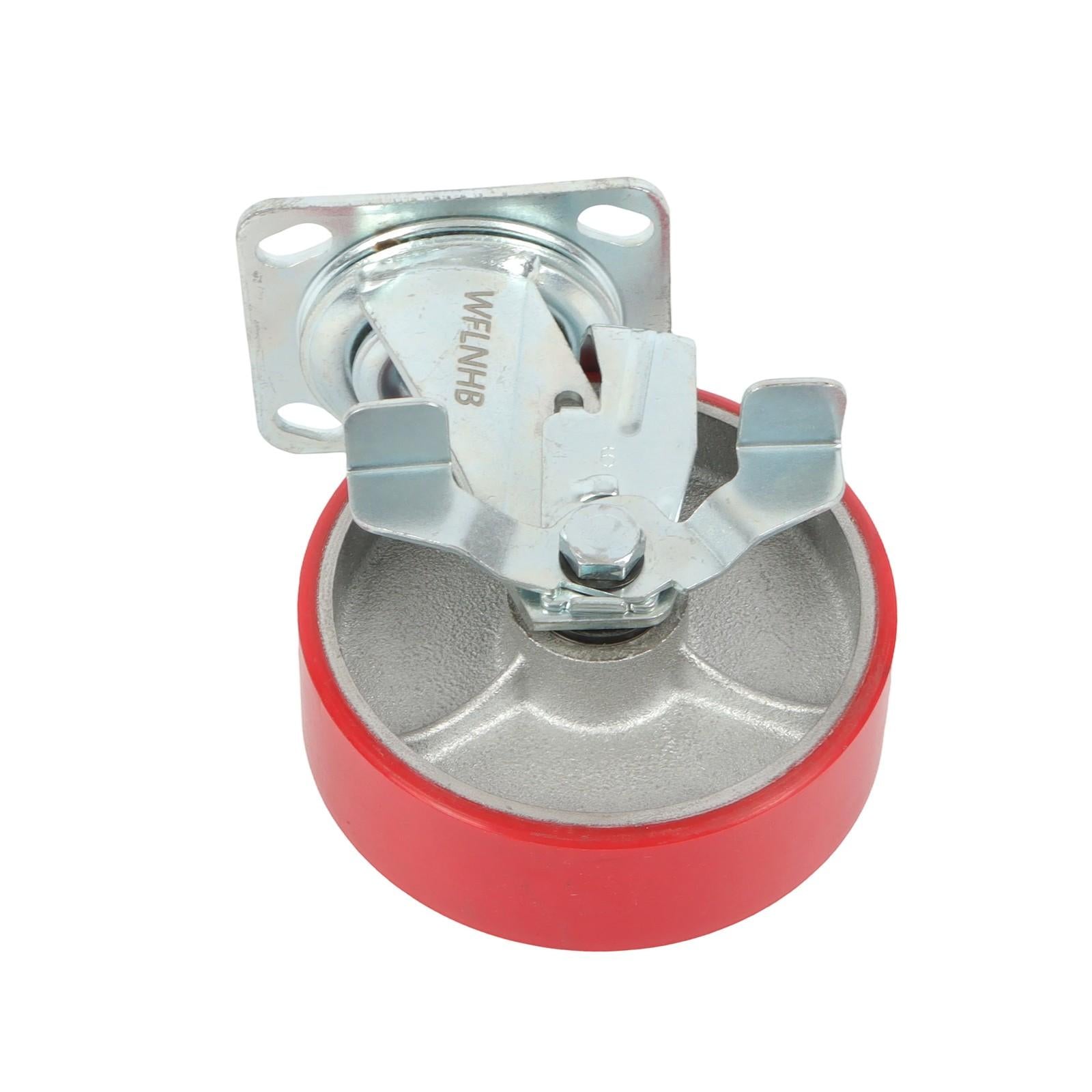 4 Pack 6" × 2" Heavy Duty Polyurethane Swivel Caster Wheels With Side Brakes