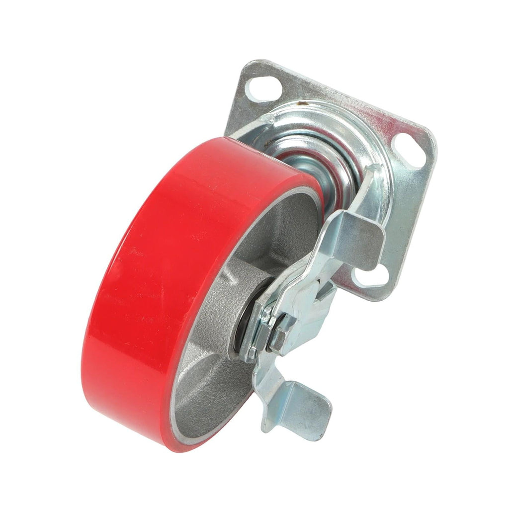 4 Pack 6" × 2" Heavy Duty Polyurethane Swivel Caster Wheels With Side Brakes