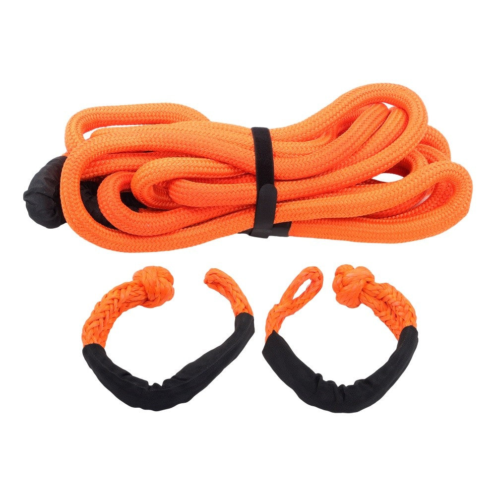 1"×30‘ Kinetic Recovery Tow Rope Orange Heavy Duty Energy Rope W/ 2 Shackles