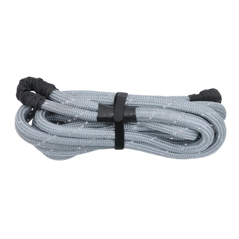 1"×30‘ Kinetic Recovery Tow Rope Gray Heavy Duty Energy Rope W/ 2 Shackles