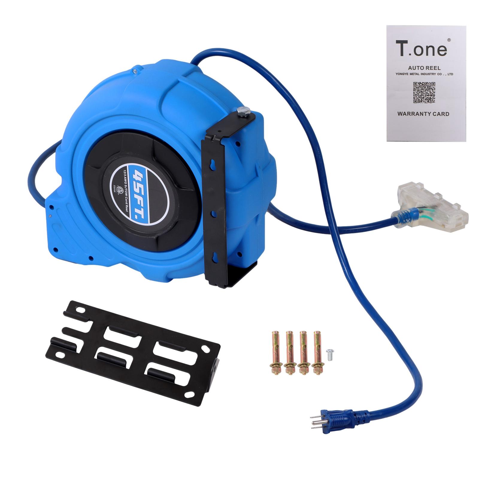 12-AWG/3C 45FT SJTOW Retractable Extension Cord Reel Power Cord Reel