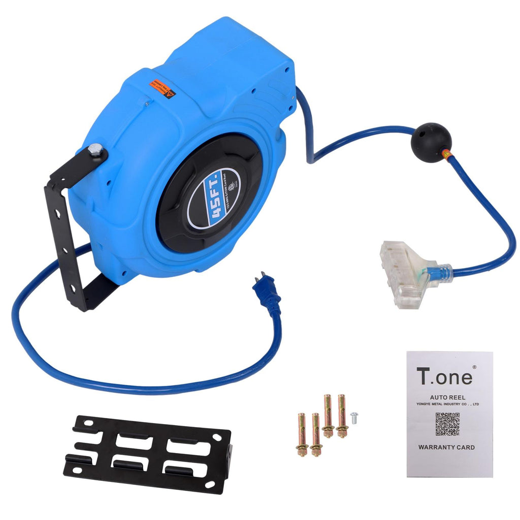 12-AWG/3C 45FT SJTOW Retractable Extension Cord Reel Power Cord Reel