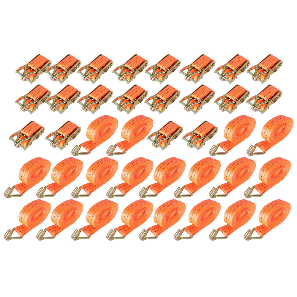 20 Pack 1.5" inch x 20' Ft Ratchet Tie Down Cargo Straps J Hooks Heavy Duty