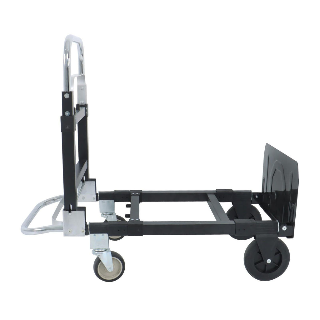 Carbon Steel 3 in 1 Hand Truck Dolly W/ Rubber Brake-Wheels and 2 Elastic Ropes