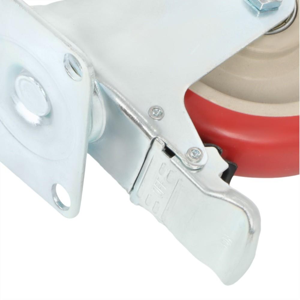 16 Pack Polyurethane Heavy Duty Swivel Caster Wheels 5'' With Brake Concave Hubs