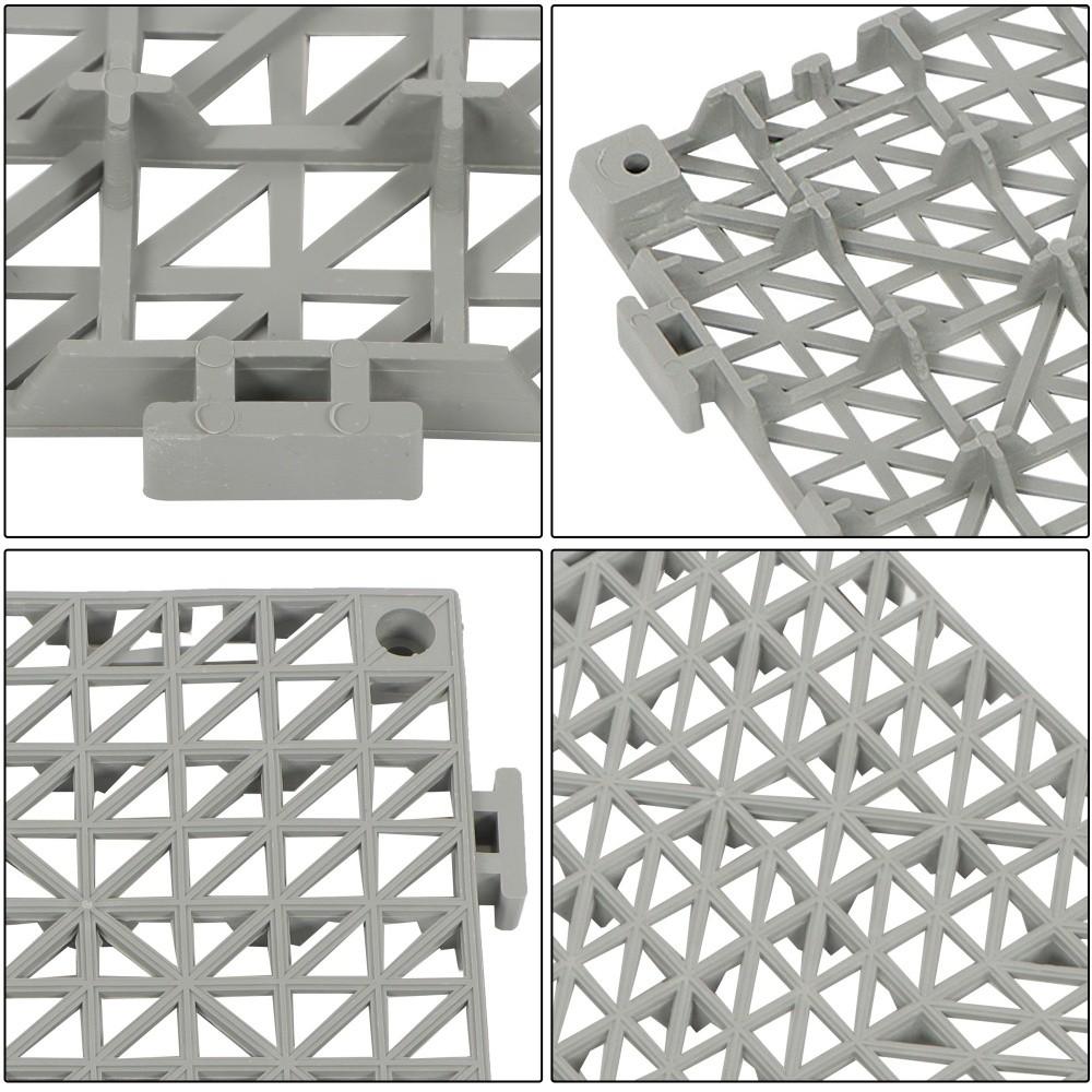 Interlocking Drainage Floor Mat 12"x 12" PVC Non-Slip Floor Tiles 55 Pack Gray